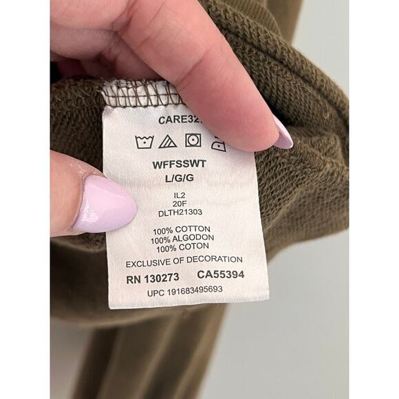 Wrangler x Fred Segal Love Dreams Good Jeans Crop Sweatshirt Olive Brown Women L - Picture 6 of 9